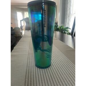 2023 Starbucks Holographic Teal "Glacier Dichronic" Mermaid Tumbler